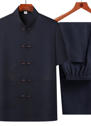 Men's Short Sleeve Chinese Style Chinese Frog Tang Suit