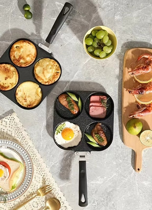 QuadChef™ 4-Hole Non-Stick Breakfast Pan – Perfect for Eggs, Burgers & Pancakes