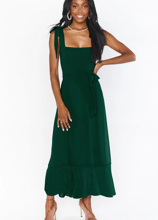 Temperament with Lace-up Dress