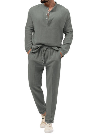 Casual Long Sleeve Shirt And Trousers Suit