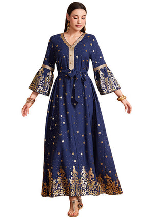 Bronzing Temperament Long Sleeve Dress