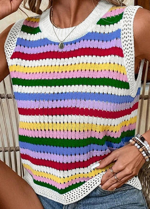 Japanese Dopamine Striped Round Neck Pullover