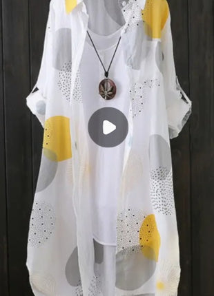 Summer Casual Button-Up Lapel Durable Thigh-Length Cardigan