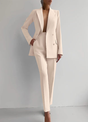 Business Suits Long Sleeve Single-breasted Jacket and Slim Fit Trousers