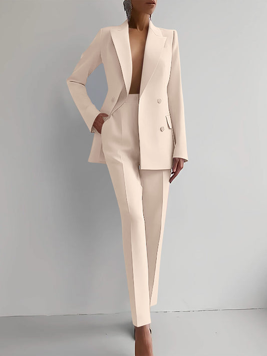 Business Suits Long Sleeve Single-breasted Jacket and Slim Fit Trousers