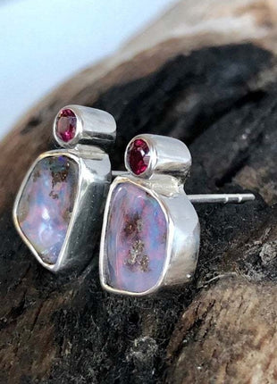 Australia Rainbow Color Opal Stud Earrings