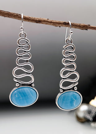 Bohemian Blue Cloud Flower Opal Earrings