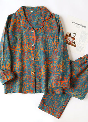 Cotton Yarn-dyed Jacquard Vintage Pyjamas Set