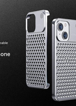 iPhone 12/13/14/15 Aluminium Alloy Hollow Heat Dissipation Shockproof Phone Case