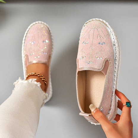 Slip-on Rhinestone Thick Bottom Shoes
