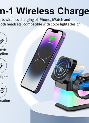 4 In 1 Rotatable Lighting Wireless Fast Charger Stand Station