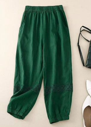 Loose Cotton and Linen Cropped Pants