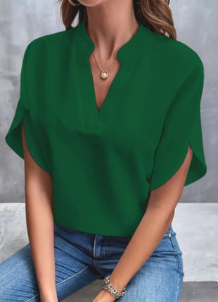 Summer V-neck Short-sleeved Chiffon Shirt