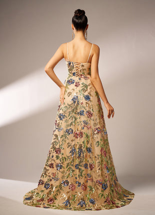 Elegant Sleeveless Sequined Suspender Dress