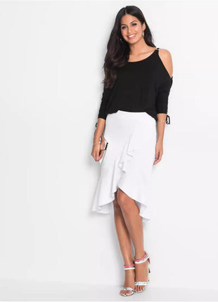 Mid Length with High Waist and Irregular Pleats Skirt
