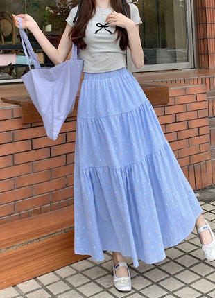 Plaid Embroidery Casual A- Line Skirt Free Size