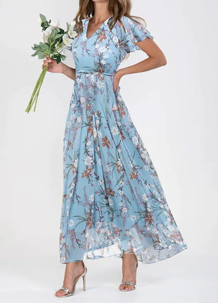 Flowers Print Short Sleeve Summer Dress