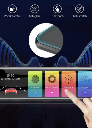 HD 1080p Dual Lens Front & Rearview Mirror Recorder Dashcam