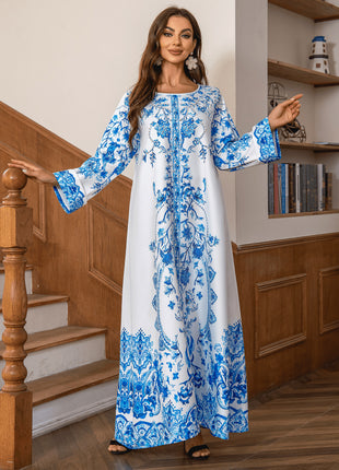 Diamond Studded Bead Round Neck Dress