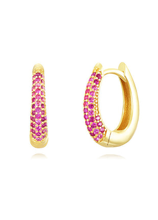 Sterling Silver Needle Street Fashion Geometry Pattern Round Rhinestone Earrings