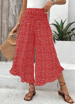 Polka-dot Loose-fitting High Waist Pants