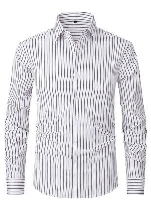 Men's Striped All-matching Ice Silk Long Sleeve Shirt