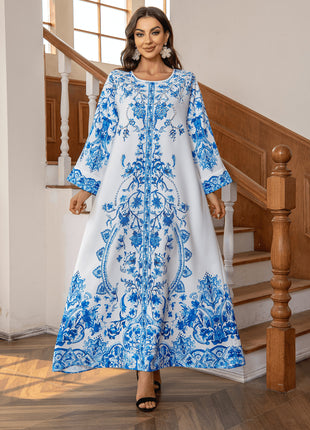 Diamond Studded Bead Round Neck Dress