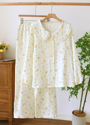 Casual Double-layer Cotton Yarn Pyjamas