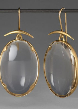 Vintage Gray Stone Oval Pendant Earring