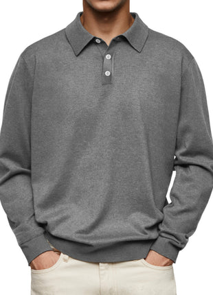 Long Sleeve V-neck Buttons Men's Casual Jacket Polo Shirt