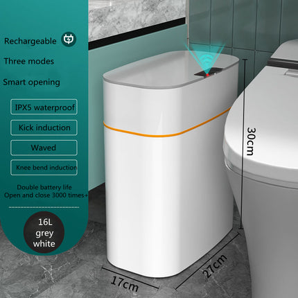 13L / 16L Smart Trash Can IPX5 Waterproof, Waved, Kick & Knee Induction with Lid