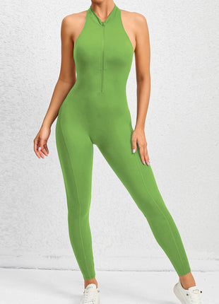 Zippered Yoga Fitness Jumpsuit Sleeveless Tummy Control Stretch Shapewear Outfits
