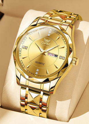 Stainless Steel Double Calendar Waterproof Watch