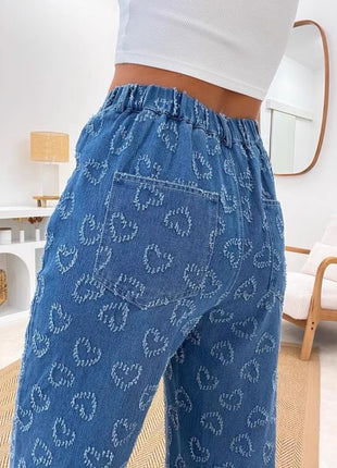 Denim Trousers Love Crochet Wash Straight Jeans
