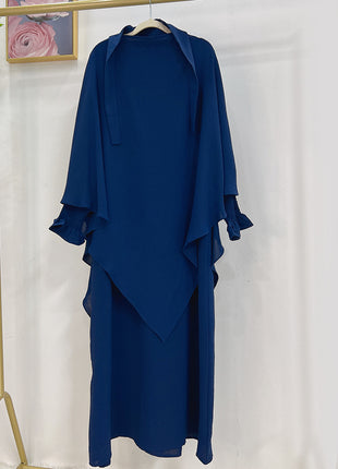 Monochrome Lantern Abaya With Headscarf