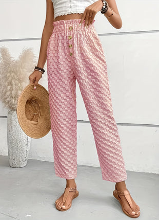Slim-fit Buttoned Straight Loose Trousers