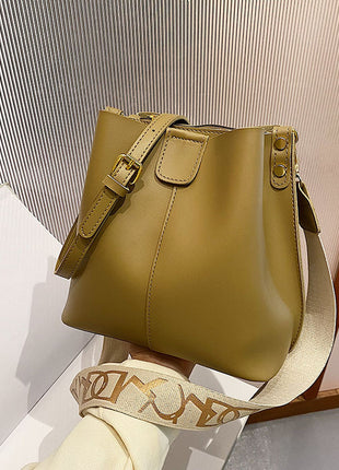 French Minority Design Wide Shoulder Strap Bucket Bags