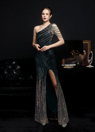 Party Evening Long Section Thin Toast Dress