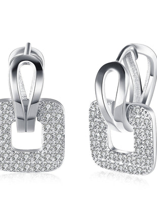 Square Rhinestone Zircon Stud Earrings