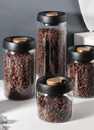 Vacuum Airtight Sealed Glass Jar for Coffee Beans Canister Kitchen Food Grains Candy Keep Fresh and Good