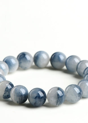 Natural Crystal Half Pot Blue Rabbit Hair Round Bead Bracelet