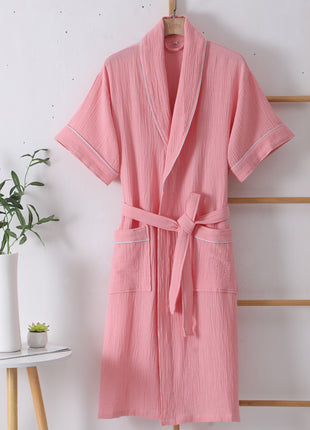 Pure Cotton Double-Layer Short Sleeve Nightgown