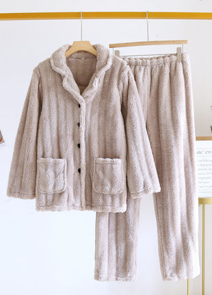 Simple Coral Fleece Pyjamas