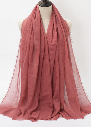 Pure Color Pleated Cotton Scarf Cotton And Linen Scarf