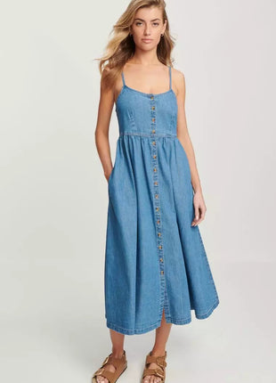 High Waist Denim Dress
