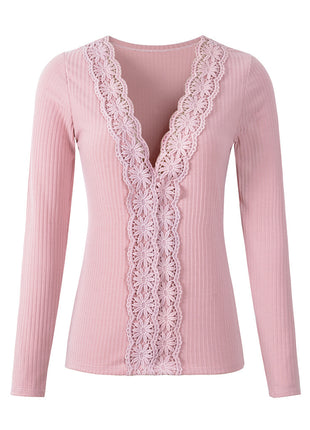 Lace Long Sleeve Slim Stretch Top