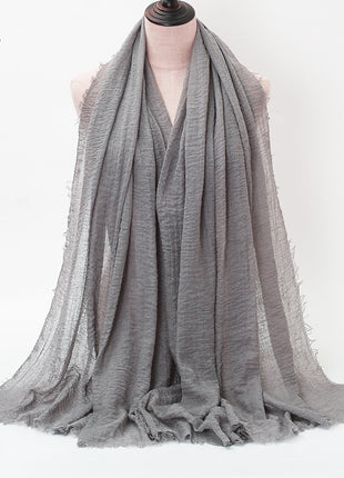 Pure Color Pleated Cotton Scarf Cotton And Linen Scarf