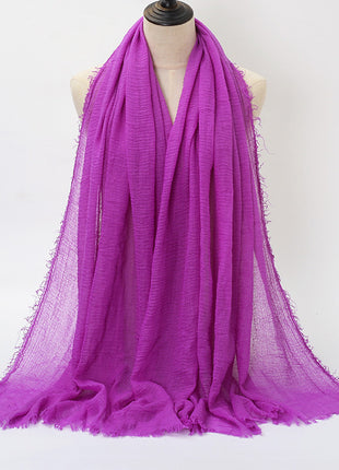 Pure Color Pleated Cotton Scarf Cotton And Linen Scarf