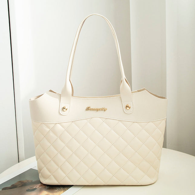 Rhombus Leather Shoulder Handbag