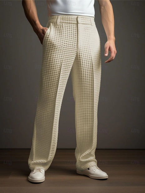 Casual Versatile Business Straight Waffle Pants